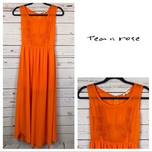 Tea n Rose Boho Orange Maxi Dress